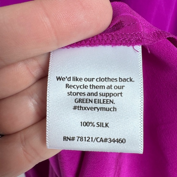 Eileen‎ Fisher Womens M pink Fuchsia 100% Silk Slip Dress Double Spaghetti Strap - Picture 3 of 6